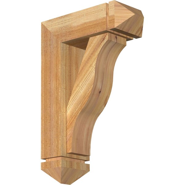 Ekena Millwork Funston Arts and Crafts Rough Sawn Bracket w/ Offset Brace, Western Red Cedar, 6"W x 16"D x 24"H BKT0604X16X24FST03RWR - main